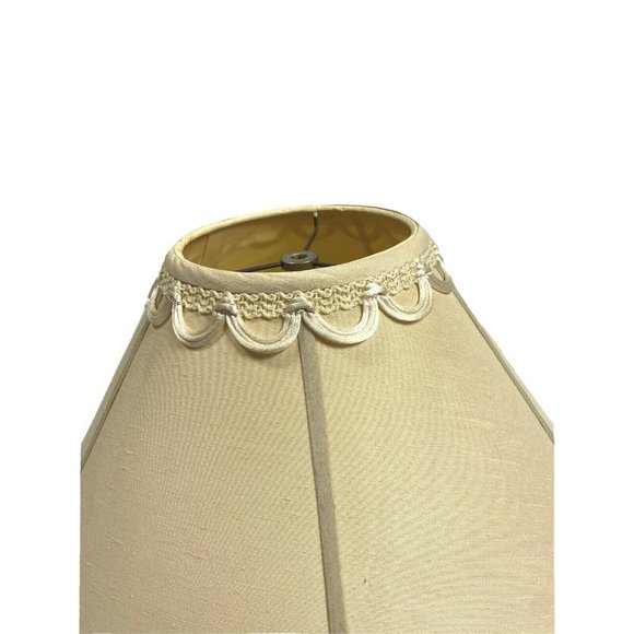 Vintage Quoizel 1950s 1960s Silk Lampshade Rare Tan Beige Empire Large Intricate - Picture 2 of 8
